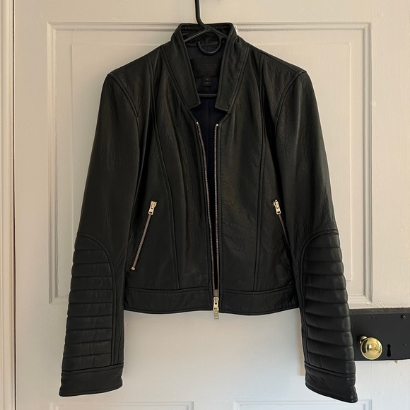 J. Crew Collection Standing Collar Leather Jacket - Picture 3 of 8